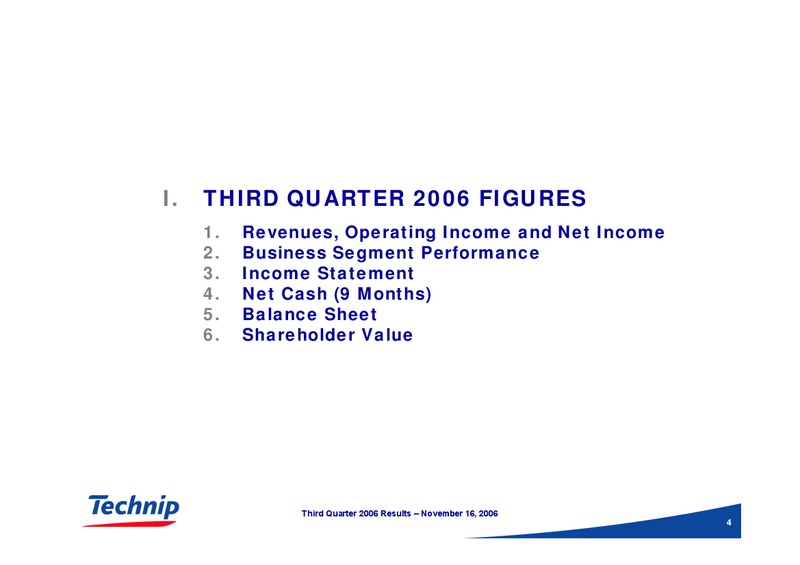 Q3 2006 RESULTS – Technip – slide 4