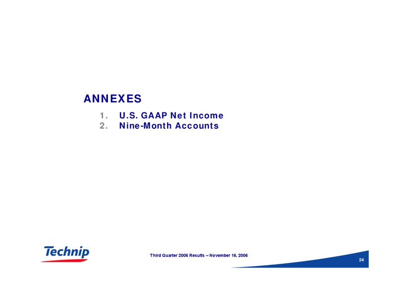 Q3 2006 RESULTS – Technip – slide 23