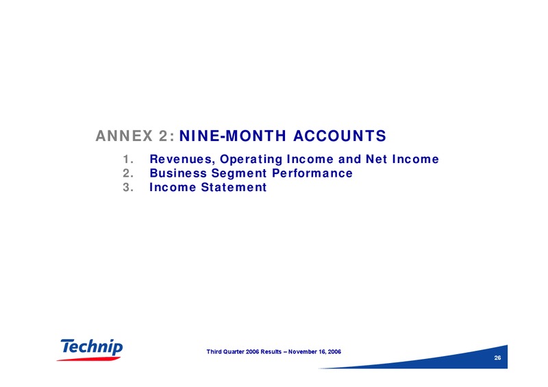 Q3 2006 RESULTS – Technip – slide 25