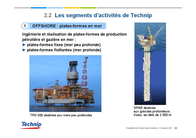 NOVEMBER 2007 CORPORATE PRESENTATION – Technip – slide 11