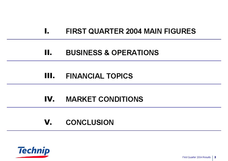 Q1 2004 RESULTS – Technip – slide 2