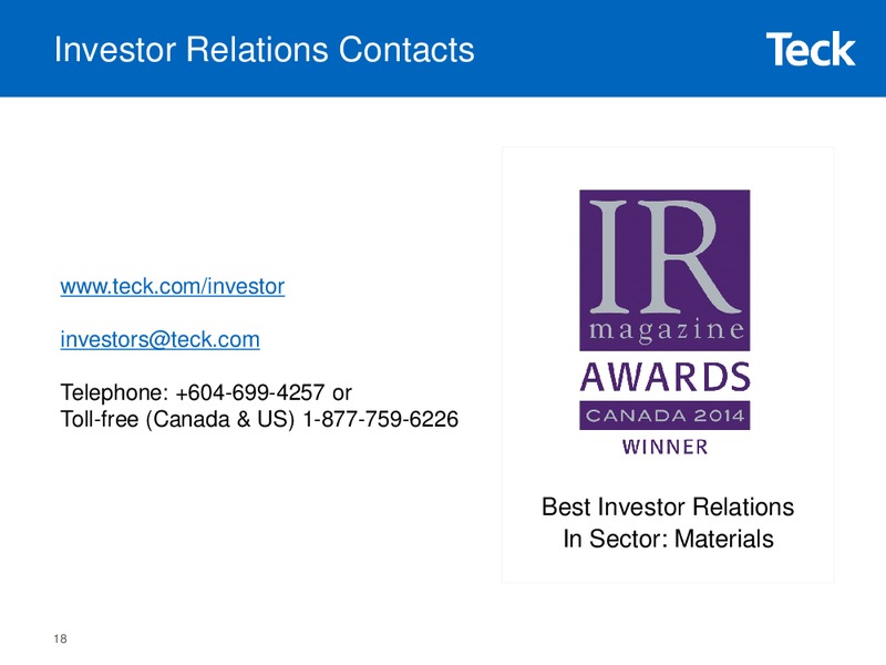 Third Quarter 2014 Results – Teck Resources Limited – slide 17