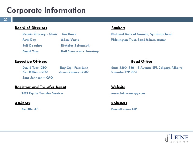 J P Morgan Global High Yield & Leveraged Finance Conference – Teine Energy – slide 27