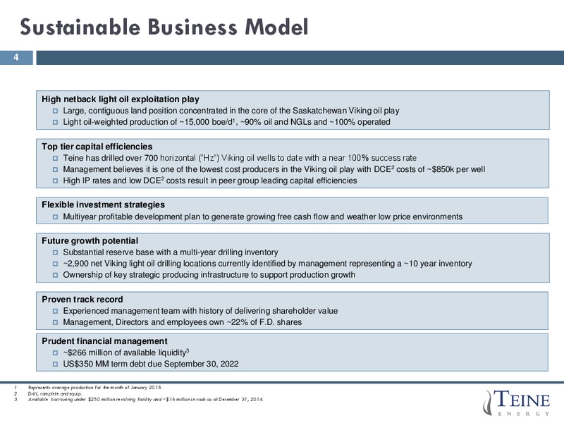 J P MORGAN GLOBAL HIGH YIELD & LEVERAGED FINANCE CONFERENCE – Teine Energy – slide 4