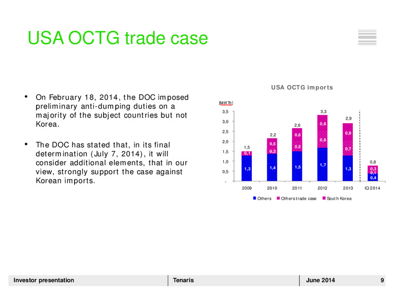 INVESTOR PRESENTATION – Tenaris Sa – slide 8