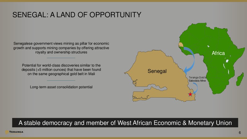 Europe Investor Presentation – Teranga Gold Corporation – slide 5