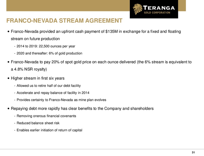 BANK OF AMERICA MERRILL LYNCH CANADA MINING CONFERENCE – Teranga Gold Corporation – slide 30