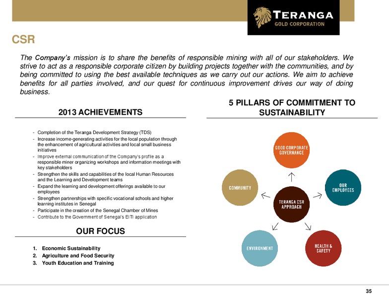 BANK OF AMERICA MERRILL LYNCH CANADA MINING CONFERENCE – Teranga Gold Corporation – slide 34