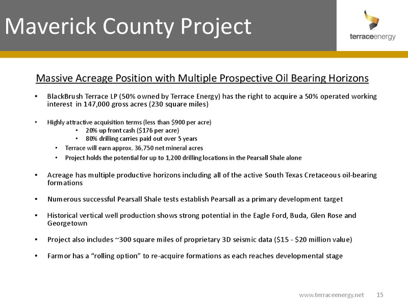 CORPORATE OVERVIEW – Terrace Energy Corp. – slide 14