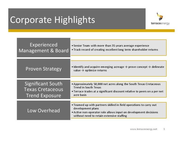 Corporate Overview – Terrace Energy Corp. – slide 2