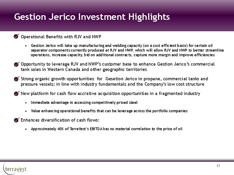 Investor Presentation – Terravest Capital Inc. – slide 16