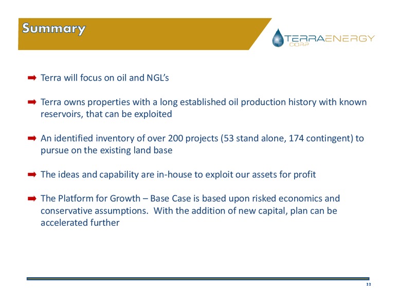 INVESTOR PRESENTATION – Terra Energy Corp. – slide 21
