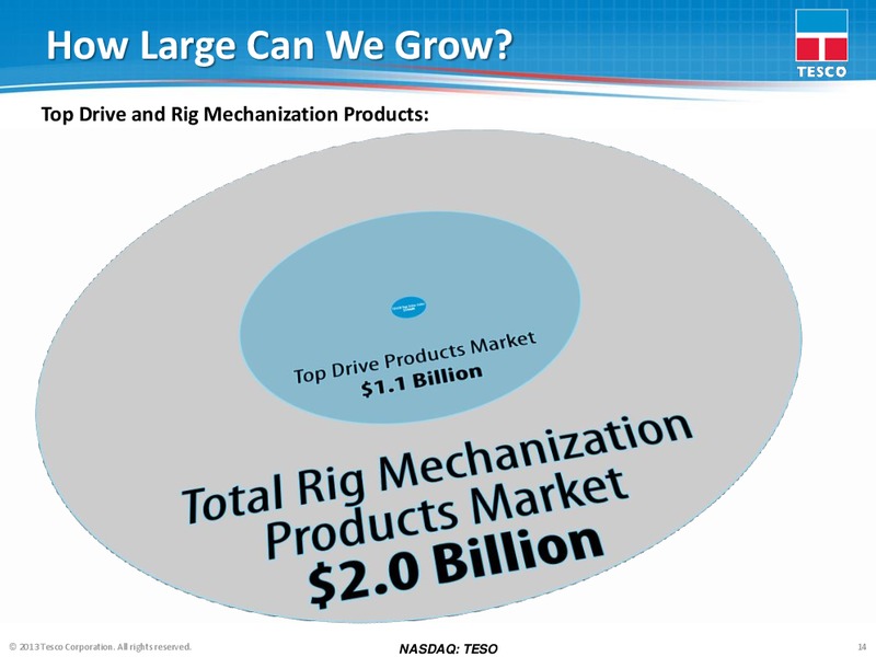 COMPANY UPDATE – Tesco Corporation – slide 13