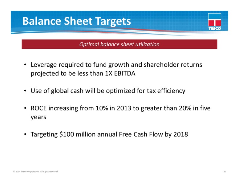 The Global Alternative – Tesco Corporation – slide 20