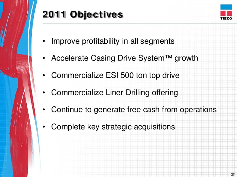 CEO ENERGY POWER CONFERENCE – Tesco Corporation – slide 26
