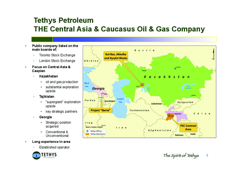 UPDATE AND GENERAL INFORMATION – Tethys Petroleum Ltd. – slide 2