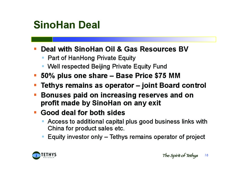 UPDATE AND GENERAL INFORMATION – Tethys Petroleum Ltd. – slide 17