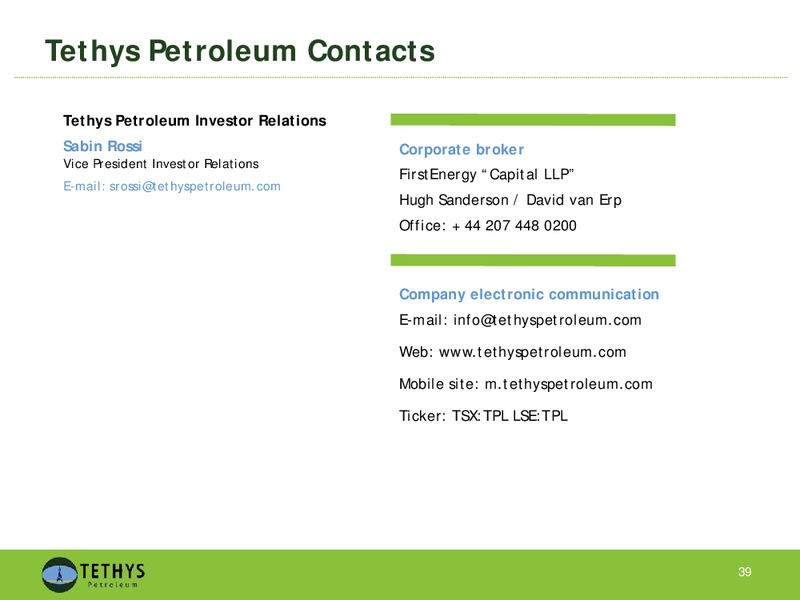 MARCH 2015 CORPORATE PRESENTATION – Tethys Petroleum Ltd. – slide 36