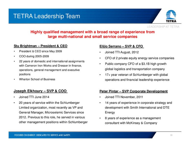 INVESTOR PRESENTATION – Tetra Technologies Inc. – slide 32