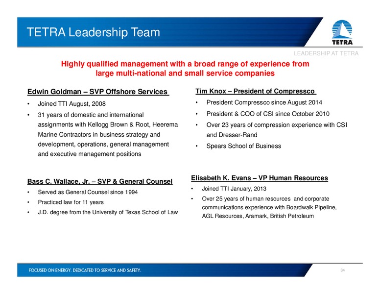 INVESTOR PRESENTATION – Tetra Technologies Inc. – slide 33