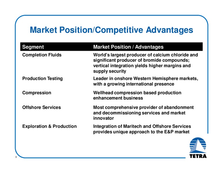 MAY 2009 INVESTOR PRESENTATION – Tetra Technologies Inc. – slide 2