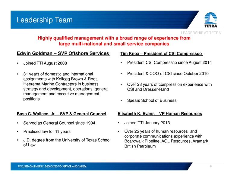INVESTOR PRESENTATION – Tetra Technologies Inc. – slide 30