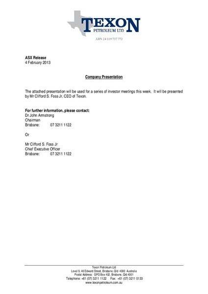 Company Presentation – Texon Petroleum Limited – slide 1