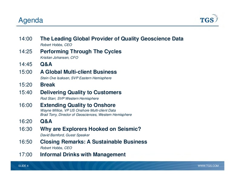 Capital Markets Day – TGS – slide 4