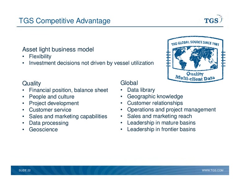 Capital Markets Day – TGS – slide 22