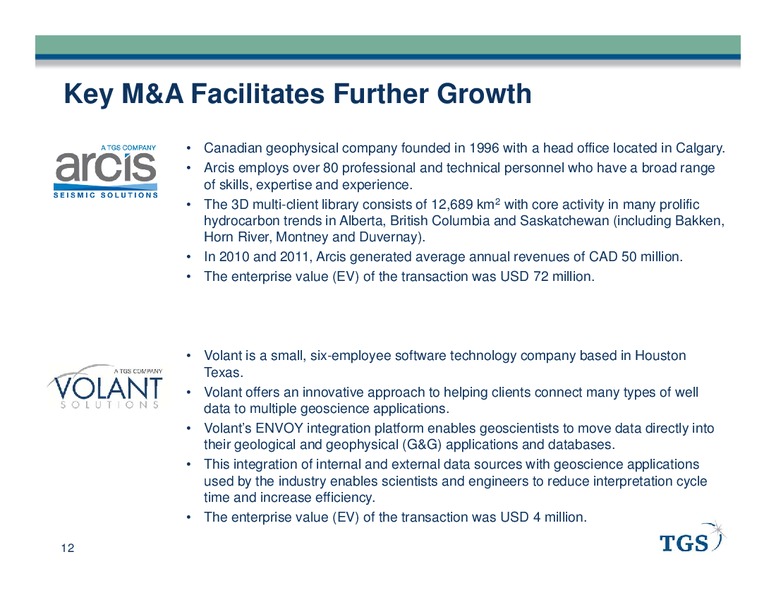 PARETO OIL AND OFFSHORE CONFERENCE – TGS – slide 12
