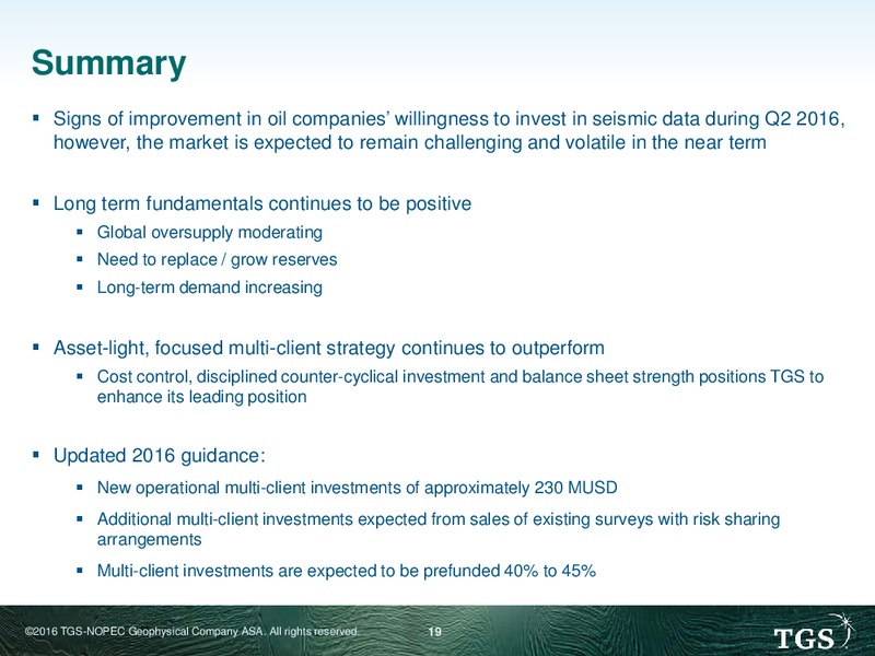 Pareto Oil & Offshore Conference – TGS – slide 18