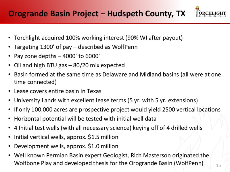 INVESTOR PRESENTAION – Torchlight Energy Resources, Inc. – slide 14