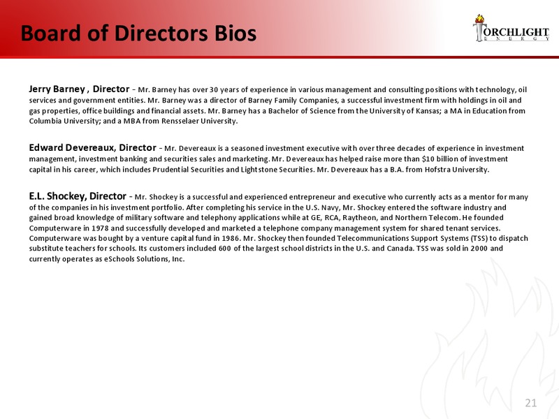 INVESTOR PRESENTAION – Torchlight Energy Resources, Inc. – slide 19