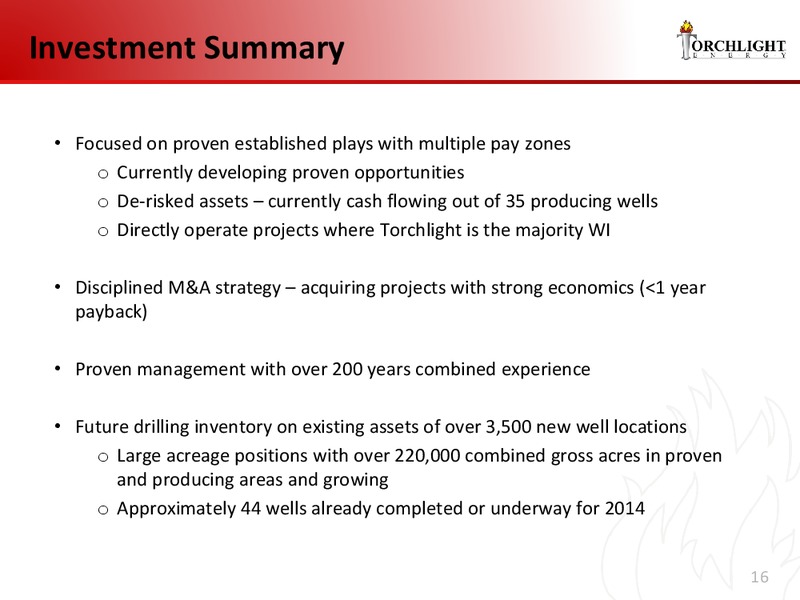 INVESTOR PRESENTAION – Torchlight Energy Resources, Inc. – slide 15