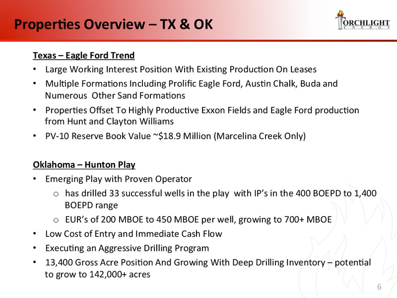 Investor Presentation – Torchlight Energy Resources, Inc. – slide 5