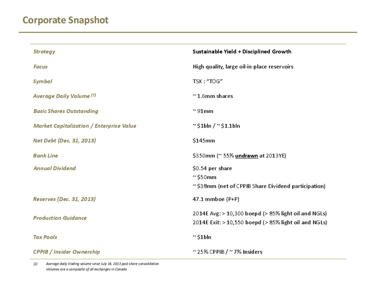 FIRSTENERGY SOCIETE GENERALE EAST COAST ENERGY CONFERENCE – TORC Oil & Gas Ltd. – slide 2