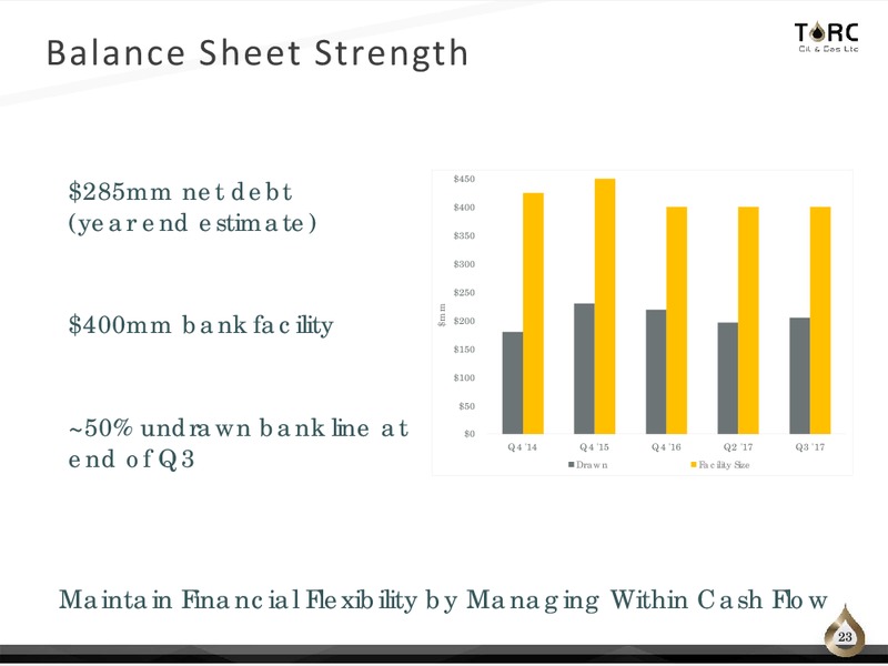 January 2018 Corporate Presentation – TORC Oil & Gas Ltd. – slide 23