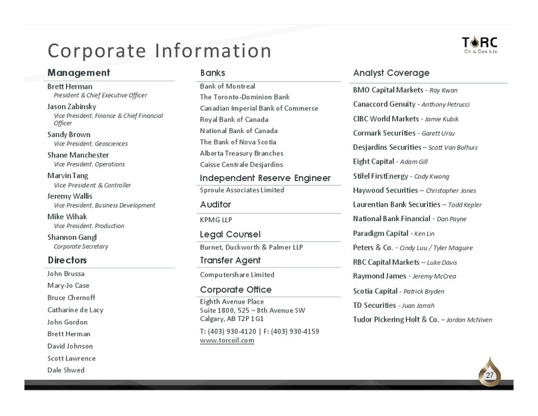 January 2020 Investor Presentation – TORC Oil & Gas Ltd. – slide 27