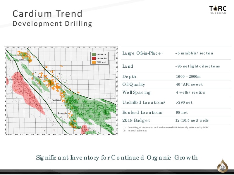 April 2018 Corporate Presentation – TORC Oil & Gas Ltd. – slide 16