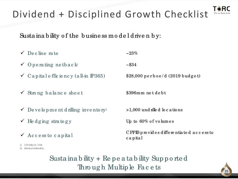May 2019 Corporate Presentation – TORC Oil & Gas Ltd. – slide 25
