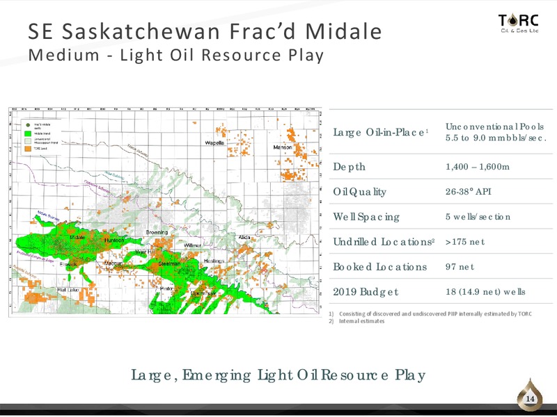 June 2019 Corporate Presentation – TORC Oil & Gas Ltd. – slide 14