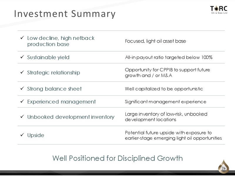 July 2019 Corporate Presentation – TORC Oil & Gas Ltd. – slide 26