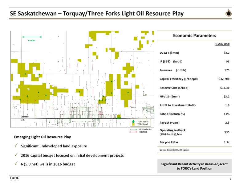 July 2016 Investor Presentation – TORC Oil & Gas Ltd. – slide 9