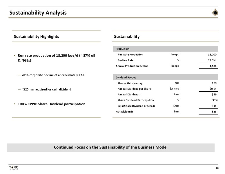 July 2016 Investor Presentation – TORC Oil & Gas Ltd. – slide 15
