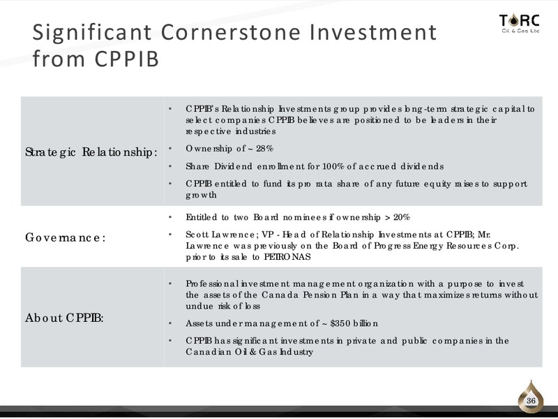 August 2019 Corporate Presentation – TORC Oil & Gas Ltd. – slide 36