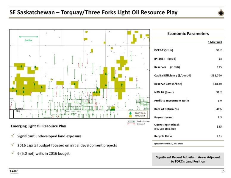 August 2016 Corporate Presentation – TORC Oil & Gas Ltd. – slide 10