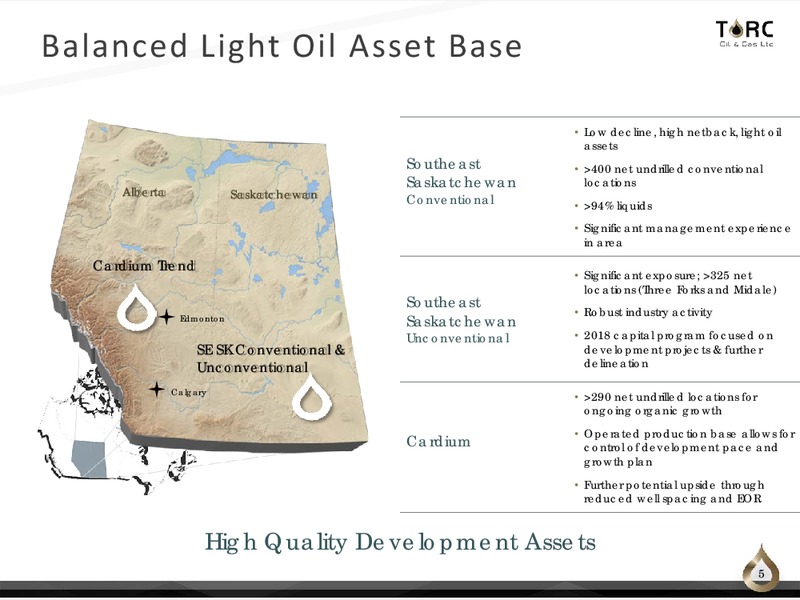 September 2018 Corporate Presentation – TORC Oil & Gas Ltd. – slide 5