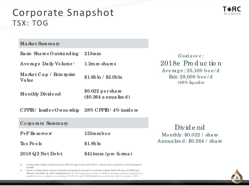 October 2018 Corporate Presentation – TORC Oil & Gas Ltd. – slide 2