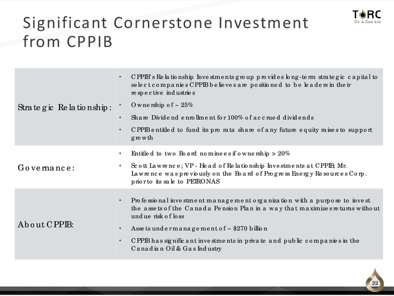 November 2017 Corporate Presentation – TORC Oil & Gas Ltd. – slide 32