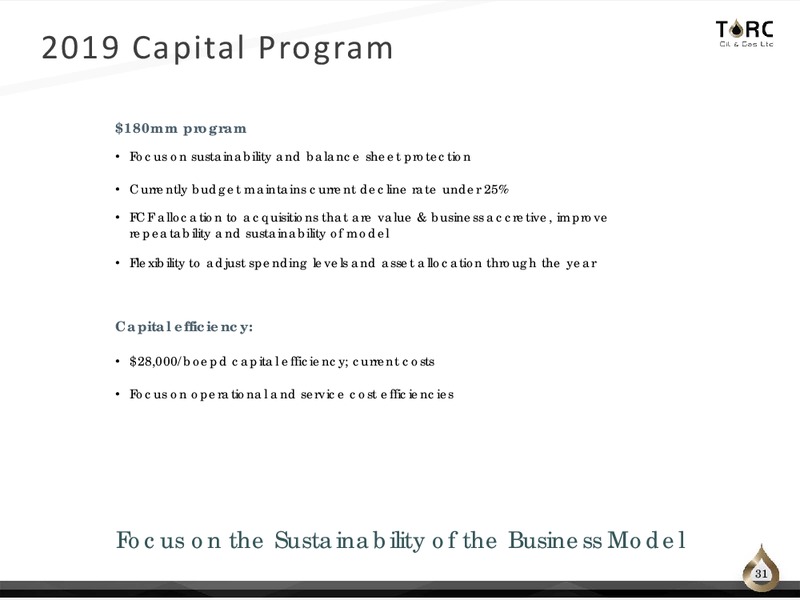 December 2019 Corporate Presentation – TORC Oil & Gas Ltd. – slide 31